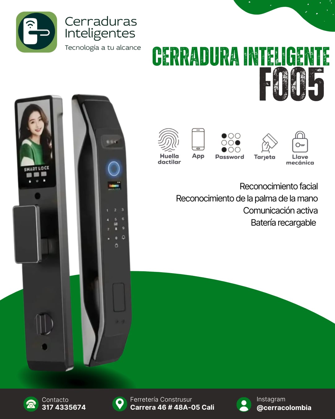 Cerradura Inteligente F005 – Reconocimiento Facial y Cámara Integrada