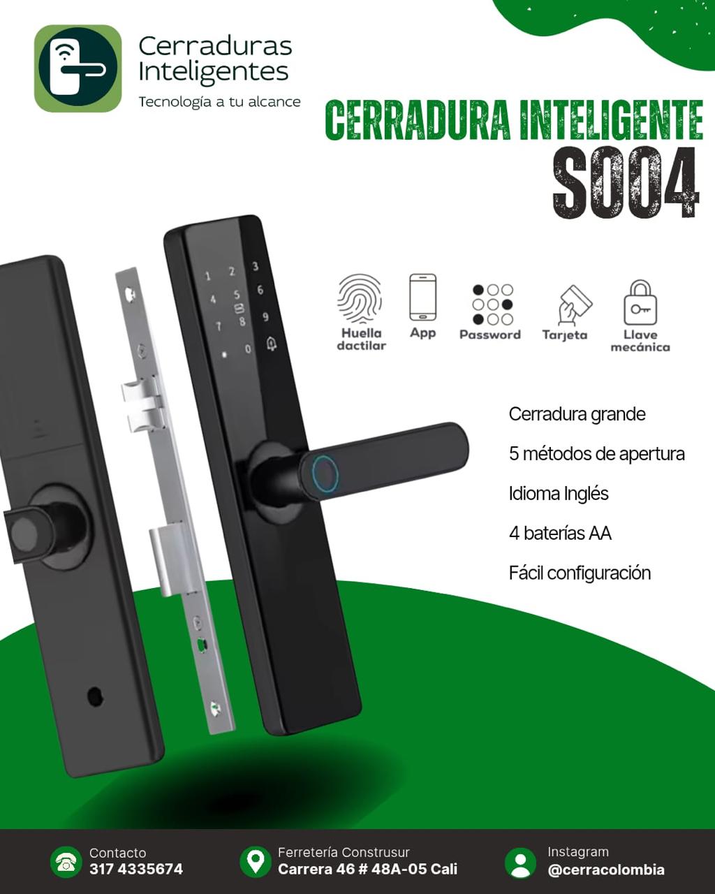 Cerradura Inteligente S004 – Compacta para Habitaciones y Arriendos