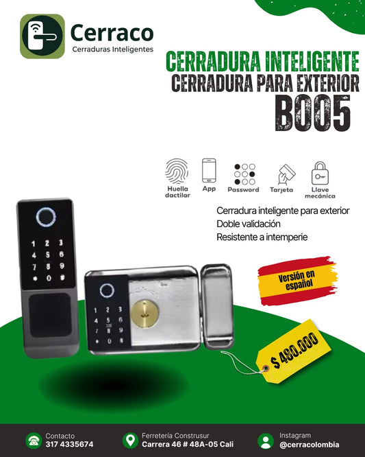 Cerradura Inteligente B005 – Exterior para Rejas